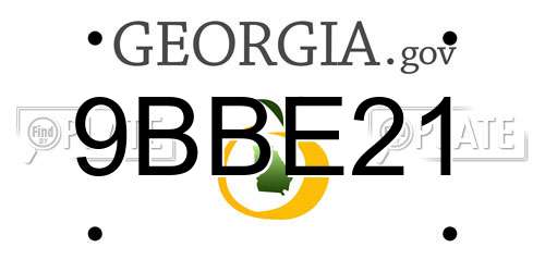 9BBE21 Georgia License Plate