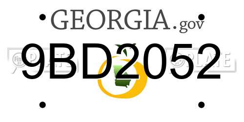 9BD2052 Georgia License Plate