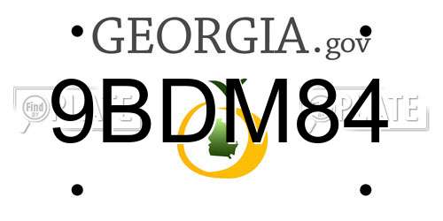 9BDM84 Georgia License Plate