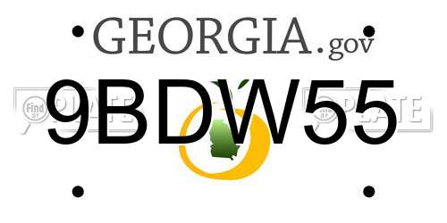 9BDW55 Georgia License Plate