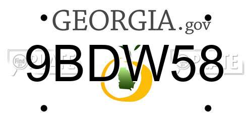 9BDW58 Georgia License Plate