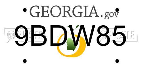 9BDW85 Georgia License Plate