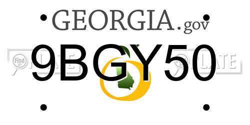 9BGY50 Georgia License Plate