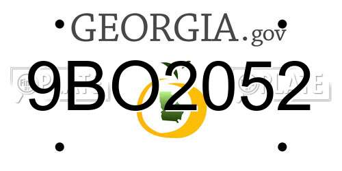 9BO2052 Georgia License Plate