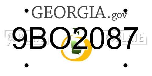 9BO2087 Georgia License Plate