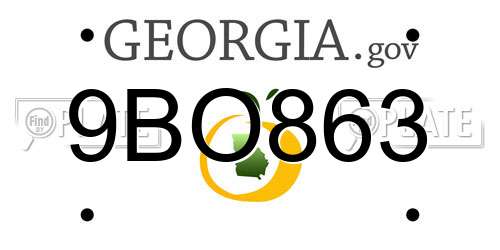 9BO863 Georgia License Plate