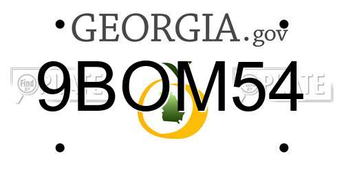 9BOM54 Georgia License Plate
