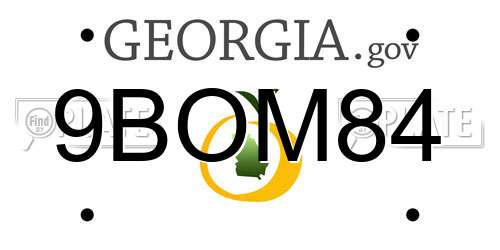 9BOM84 Georgia License Plate