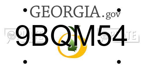 9BQM54 Georgia License Plate