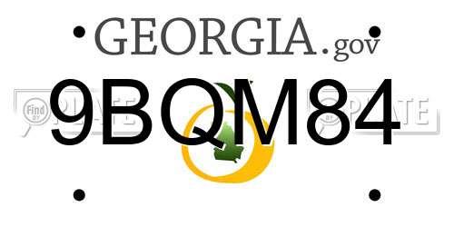 9BQM84 Georgia License Plate