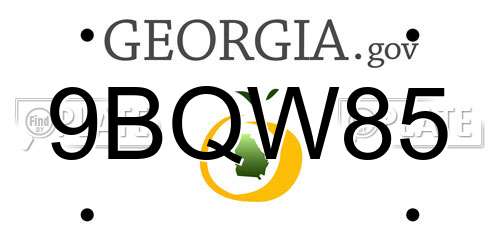 9BQW85 Georgia License Plate