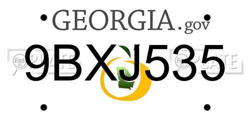 9BXJ535 Georgia License Plate