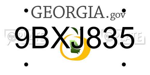 9BXJ835 Georgia License Plate
