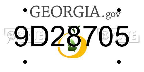 9D28705 Georgia License Plate