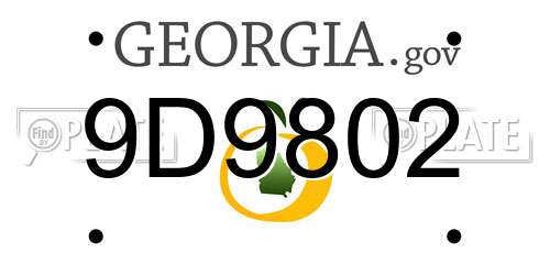 9D9802 Georgia License Plate