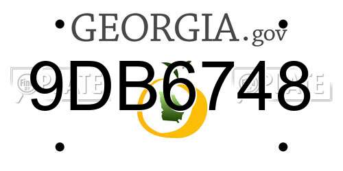 9DB6748 Georgia License Plate