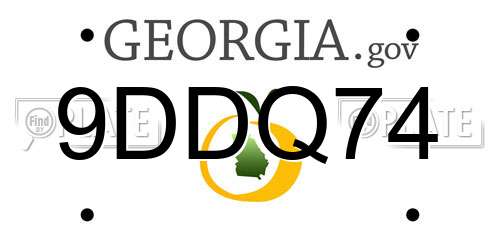 9DDQ74 Georgia License Plate