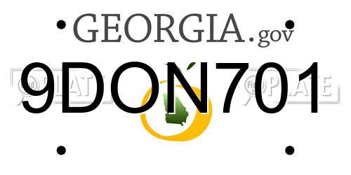 9DON701 Georgia License Plate