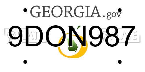 9DON987 Georgia License Plate