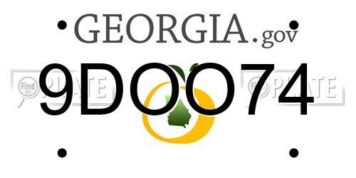 9DOO74 Georgia License Plate