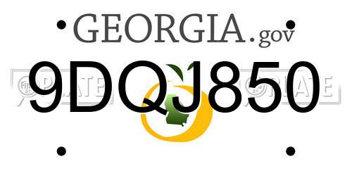 9DQJ850 Georgia License Plate
