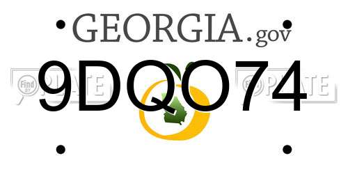 9DQO74 Georgia License Plate