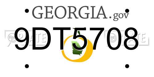 9DT5708 Georgia License Plate