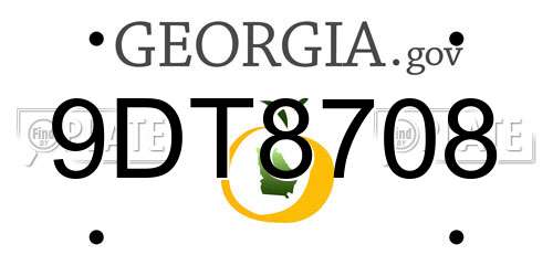 9DT8708 Georgia License Plate
