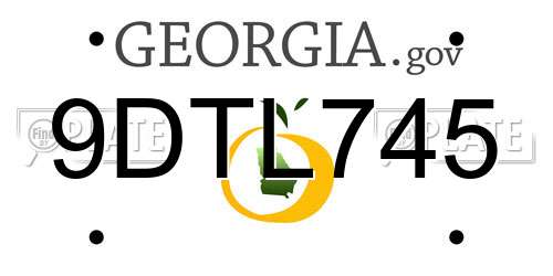 9DTL745 Georgia License Plate