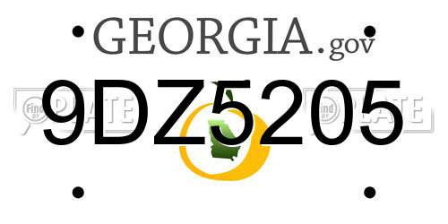9DZ5205 Georgia License Plate