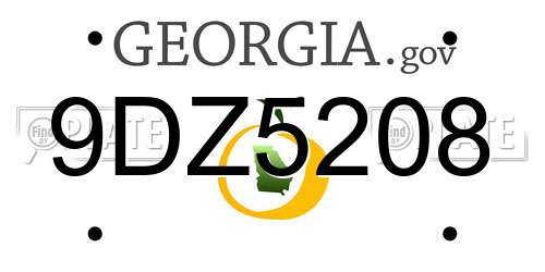 9DZ5208 Georgia License Plate