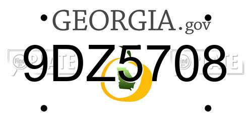 9DZ5708 Georgia License Plate