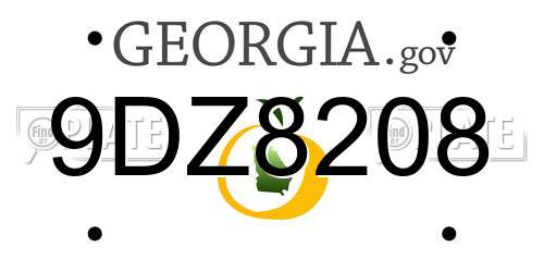 9DZ8208 Georgia License Plate