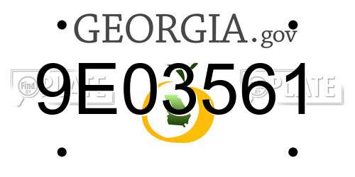 9E03561 Georgia License Plate