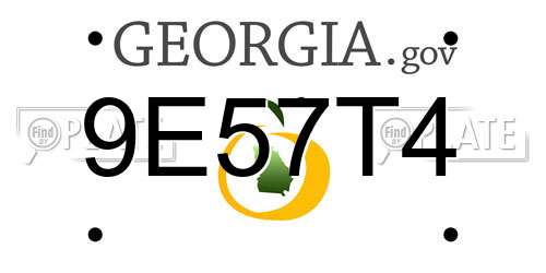 9E57T4 Georgia License Plate