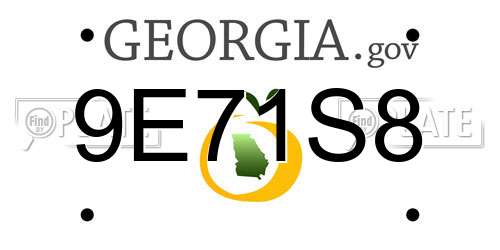 9E71S8 Georgia License Plate