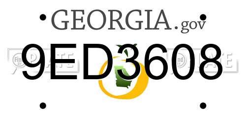 9ED3608 Georgia License Plate