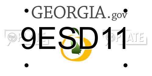 9ESD11 Georgia License Plate