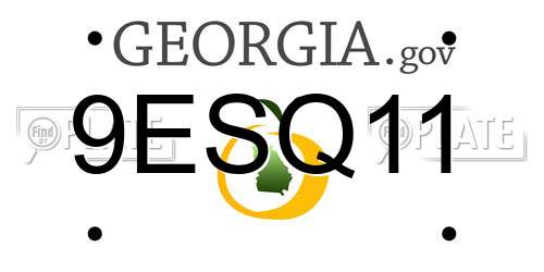 9ESQ11 Georgia License Plate