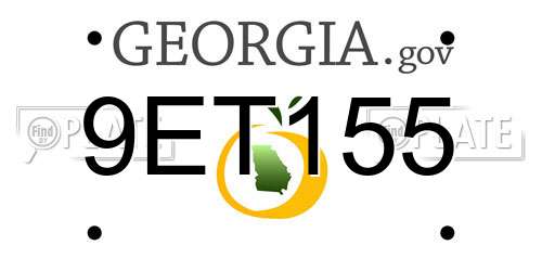 9ET155 Georgia License Plate