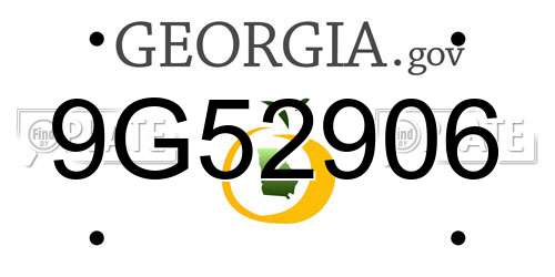 9G52906 Georgia License Plate