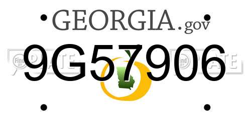 9G57906 Georgia License Plate