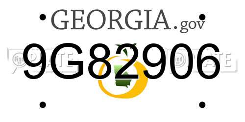 9G82906 Georgia License Plate