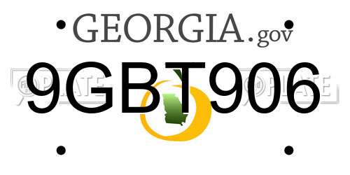 9GBT906 Georgia License Plate