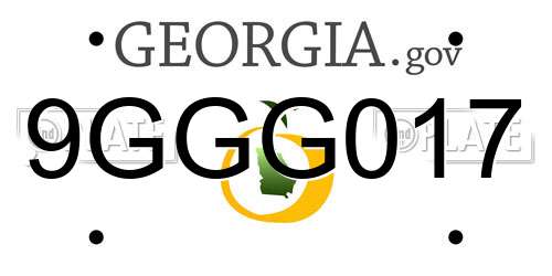 9GGG017 Georgia License Plate