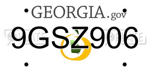 9GSZ906 Georgia License Plate