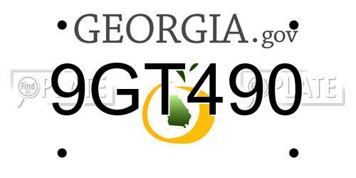9GT490 Georgia License Plate