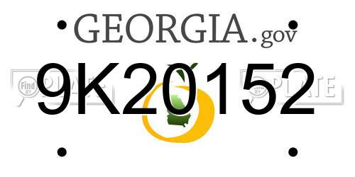 9K20152 Georgia License Plate