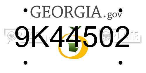 9K44502 Georgia License Plate