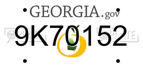 9K70152 Georgia License Plate